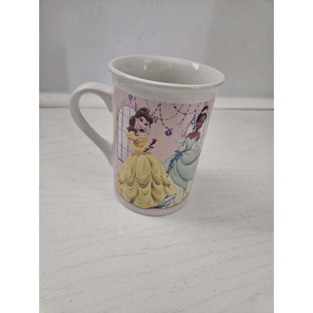 2011 Disney Princess Coffee Mug Cup Jasmine‎ Tiana Ariel Belle Repunzel Aurora